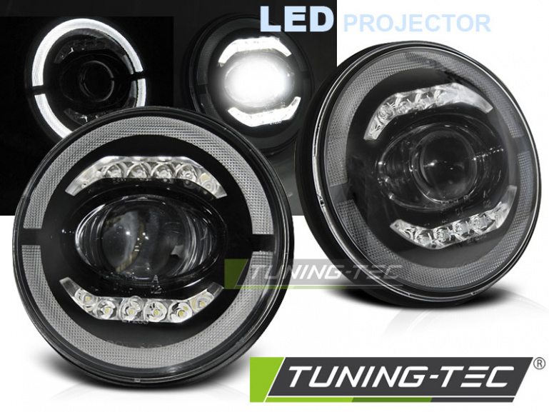 Voll LED Angel Eyes Scheinwerfer für VW T2 / T2A 69-75 schwarz